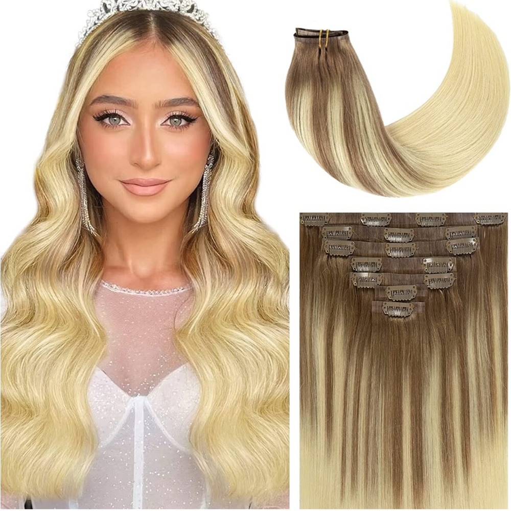 Blonde Ombre Clip-In Hair Extensions - Luxury Wavy Remy